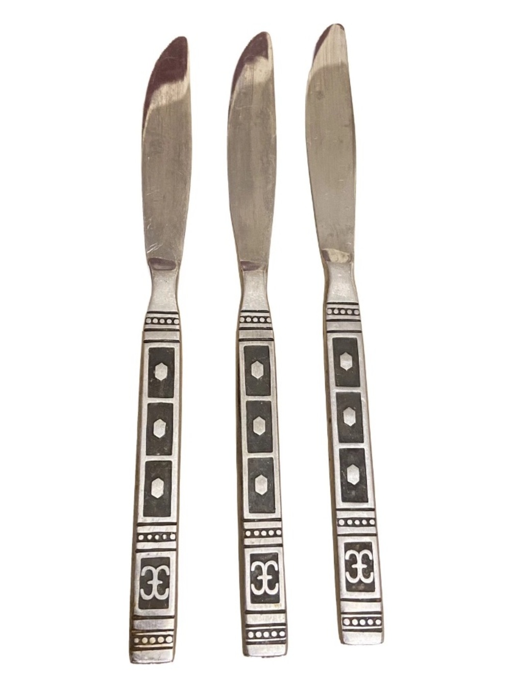 Vintage Stainless Three Piece Knives Flatware Set Taiwan.
